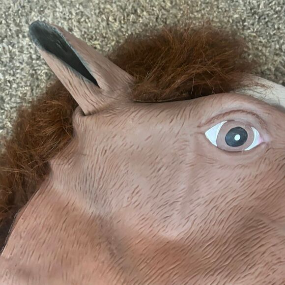 Horse Mask Halloween Cosplay Mr. Ed Full Head One Size, Preowned Perfect - Picture 5 of 8